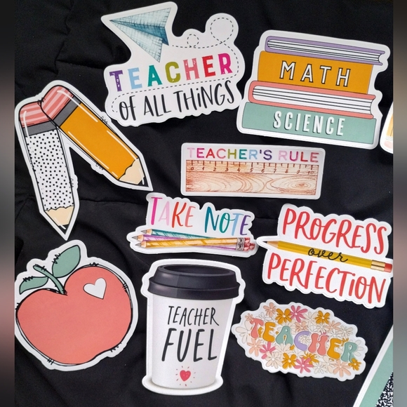 Bundle of 12 colorful teacher themed stickers - Picture 2 of 3